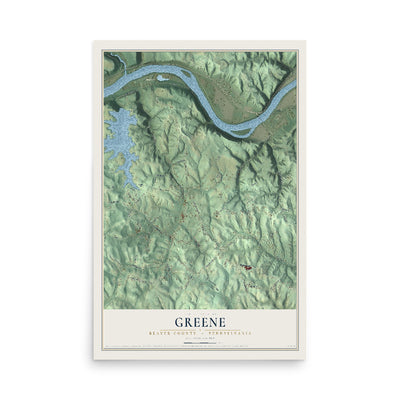 Map of Greene, Beaver County, Pennsylvania, 12 x 18 inch unframed archival matte print