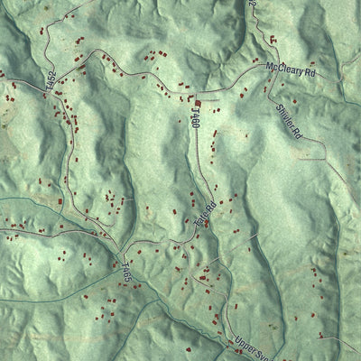Close-up of the map of Greene, Beaver County, Pennsylvania print showing street and building detail