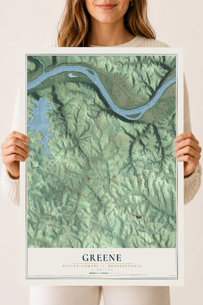 Map of Greene, Beaver County, Pennsylvania, 18 x 24 inch unframed archival matte print