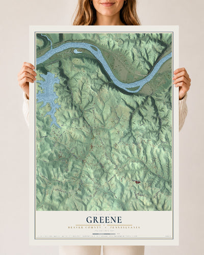 Map of Greene, Beaver County, Pennsylvania, 24 x 36 inch unframed archival matte print