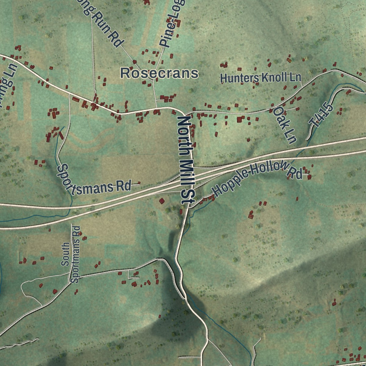 Close-up of the map of Greene, Clinton County, Pennsylvania print showing street and building detail