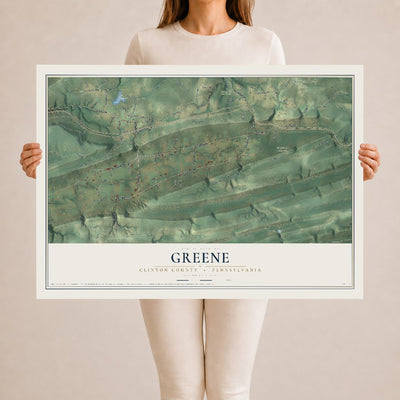 Map of Greene, Clinton County, Pennsylvania, 24 x 36 inch unframed archival matte print