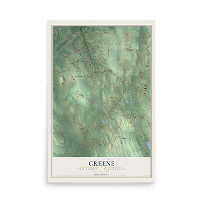 Map of Greene, Erie County, Pennsylvania, 12 x 18 inch unframed archival matte print
