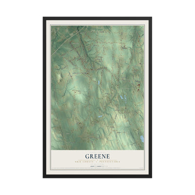 Map of Greene, Erie County, Pennsylvania, 12 x 18 inch print in a black wood frame