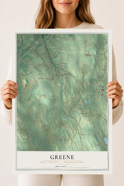 Map of Greene, Erie County, Pennsylvania, 18 x 24 inch unframed archival matte print