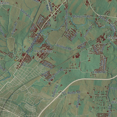 Close-up of the map of Greene, Franklin County, Pennsylvania print showing street and building detail