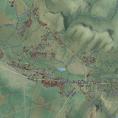 Second close-up of the map of Greene, Franklin County, Pennsylvania print showing more streets and buildings
