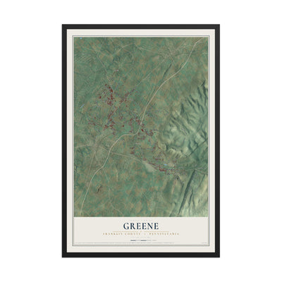 Map of Greene, Franklin County, Pennsylvania, 12 x 18 inch print in a black wood frame