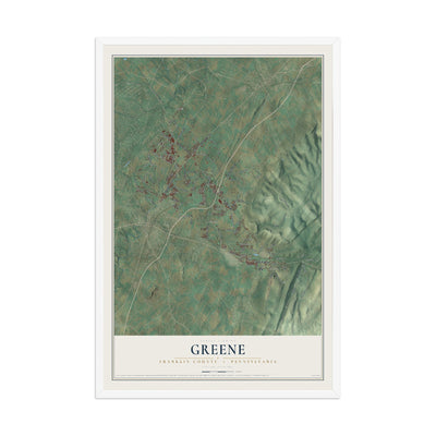 Map of Greene, Franklin County, Pennsylvania, 12 x 18 inch print in a white wood frame