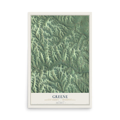 Map of Greene, Greene County, Pennsylvania, 12 x 18 inch unframed archival matte print