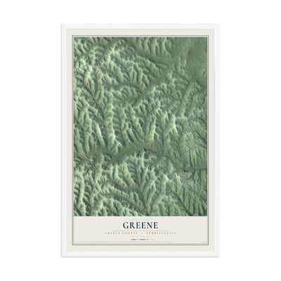 Map of Greene, Greene County, Pennsylvania, 12 x 18 inch print in a white wood frame