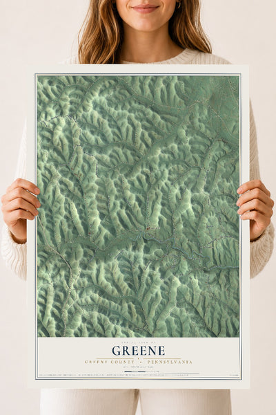 Map of Greene, Greene County, Pennsylvania, 18 x 24 inch unframed archival matte print