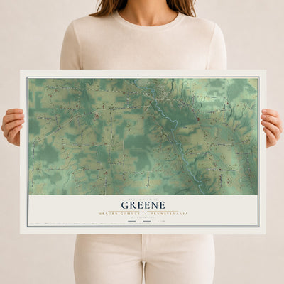 Map of Greene, Mercer County, Pennsylvania, 12 x 18 inch unframed archival matte print