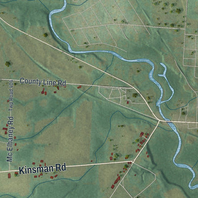 Second close-up of the map of Greene, Mercer County, Pennsylvania print showing more streets and buildings