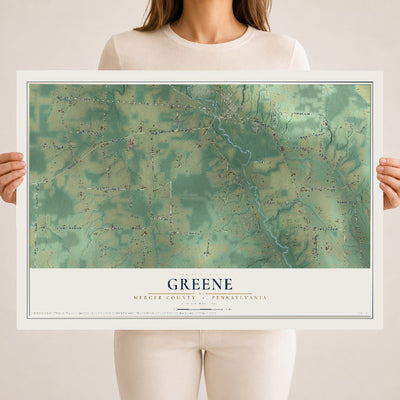 Map of Greene, Mercer County, Pennsylvania, 18 x 24 inch unframed archival matte print