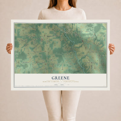 Map of Greene, Mercer County, Pennsylvania, 24 x 36 inch unframed archival matte print