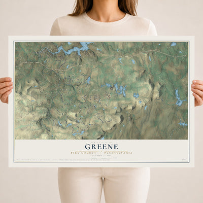 Map of Greene, Pike County, Pennsylvania, 18 x 24 inch unframed archival matte print