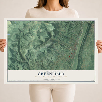 Map of Greenfield, Blair County, Pennsylvania, 18 x 24 inch unframed archival matte print