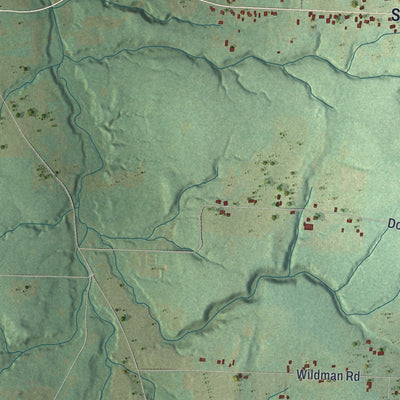Second close-up of the map of Greenfield, Erie County, Pennsylvania print showing more streets and buildings