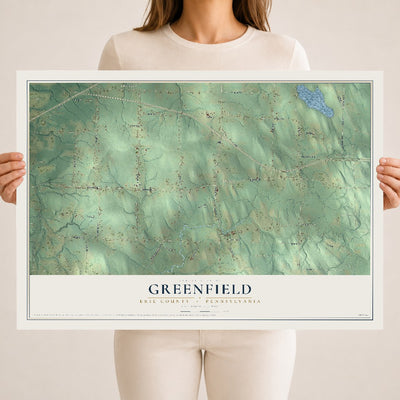 Map of Greenfield, Erie County, Pennsylvania, 18 x 24 inch unframed archival matte print