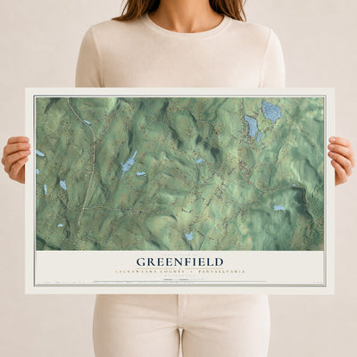 Map of Greenfield, Lackawanna County, Pennsylvania, 12 x 18 inch unframed archival matte print