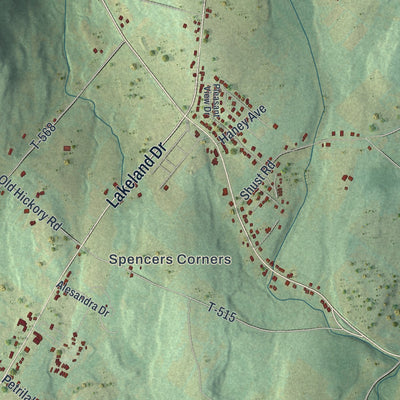 Second close-up of the map of Greenfield, Lackawanna County, Pennsylvania print showing more streets and buildings