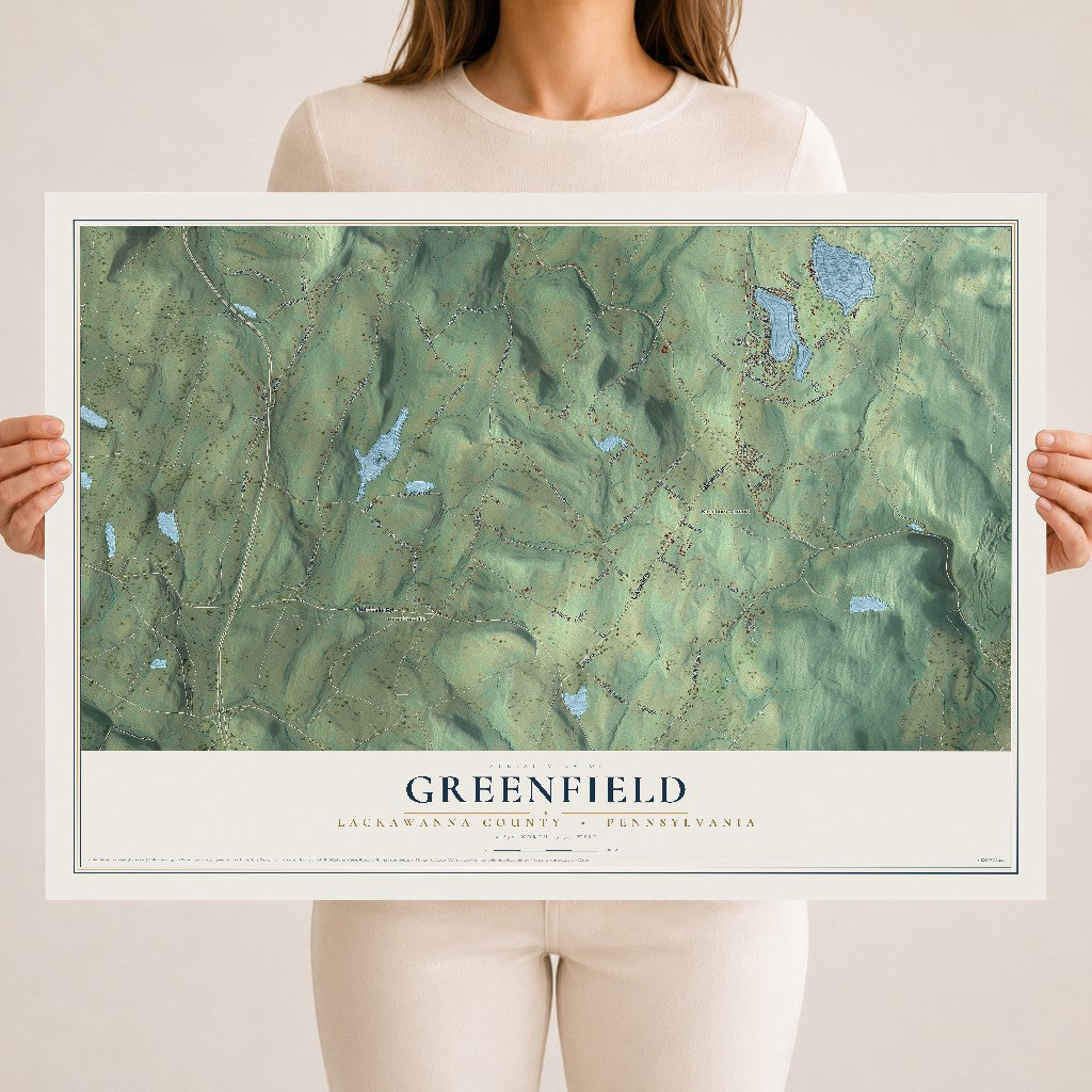 Map of Greenfield, Lackawanna County, Pennsylvania, 18 x 24 inch unframed archival matte print