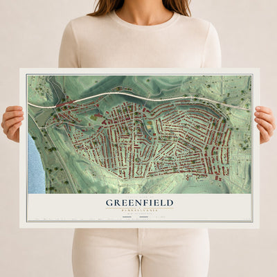 Map of Greenfield, Pennsylvania, 12 x 18 inch unframed archival matte print