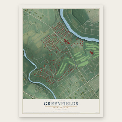 Greenfields, Pennsylvania map print, the full design