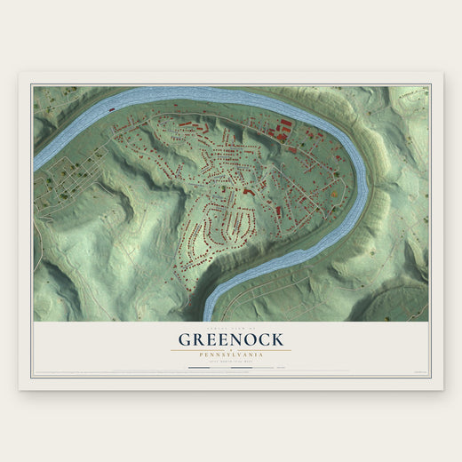 Greenock, Pennsylvania map print, the full design