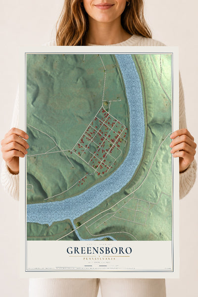 Map of Greensboro, Pennsylvania, 18 x 24 inch unframed archival matte print