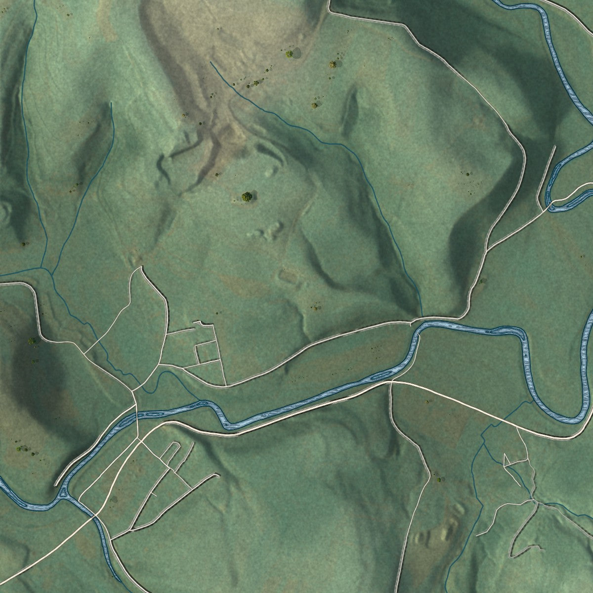 Second close-up of the map of Greenville, Somerset County, Pennsylvania print showing more streets and buildings