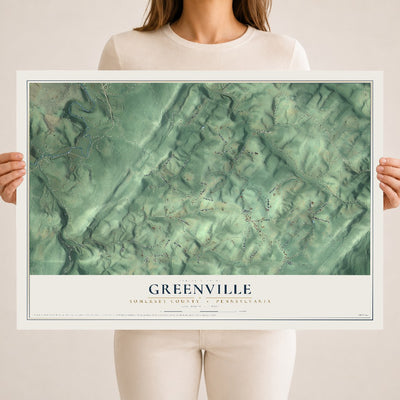 Map of Greenville, Somerset County, Pennsylvania, 18 x 24 inch unframed archival matte print