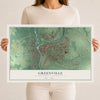 Map of Greenville, Mercer County, Pennsylvania, 12 x 18 inch unframed archival matte print