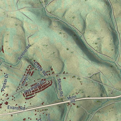 Second close-up of the map of Greenwich, Pennsylvania print showing more streets and buildings