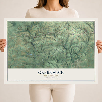 Map of Greenwich, Pennsylvania, 18 x 24 inch unframed archival matte print