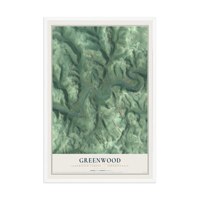 Map of Greenwood, Clearfield County, Pennsylvania, 12 x 18 inch print in a white wood frame
