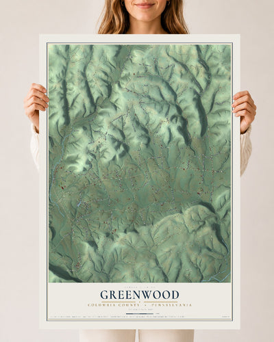 Map of Greenwood, Columbia County, Pennsylvania, 24 x 36 inch unframed archival matte print