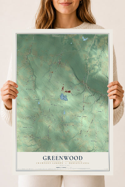 Map of Greenwood, Crawford County, Pennsylvania, 18 x 24 inch unframed archival matte print