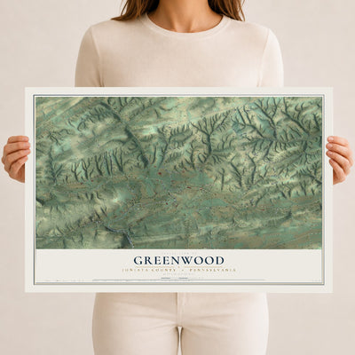 Map of Greenwood, Juniata County, Pennsylvania, 12 x 18 inch unframed archival matte print