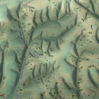 Second close-up of the map of Greenwood, Juniata County, Pennsylvania print showing more streets and buildings