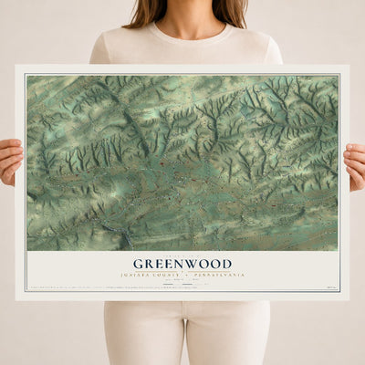 Map of Greenwood, Juniata County, Pennsylvania, 18 x 24 inch unframed archival matte print