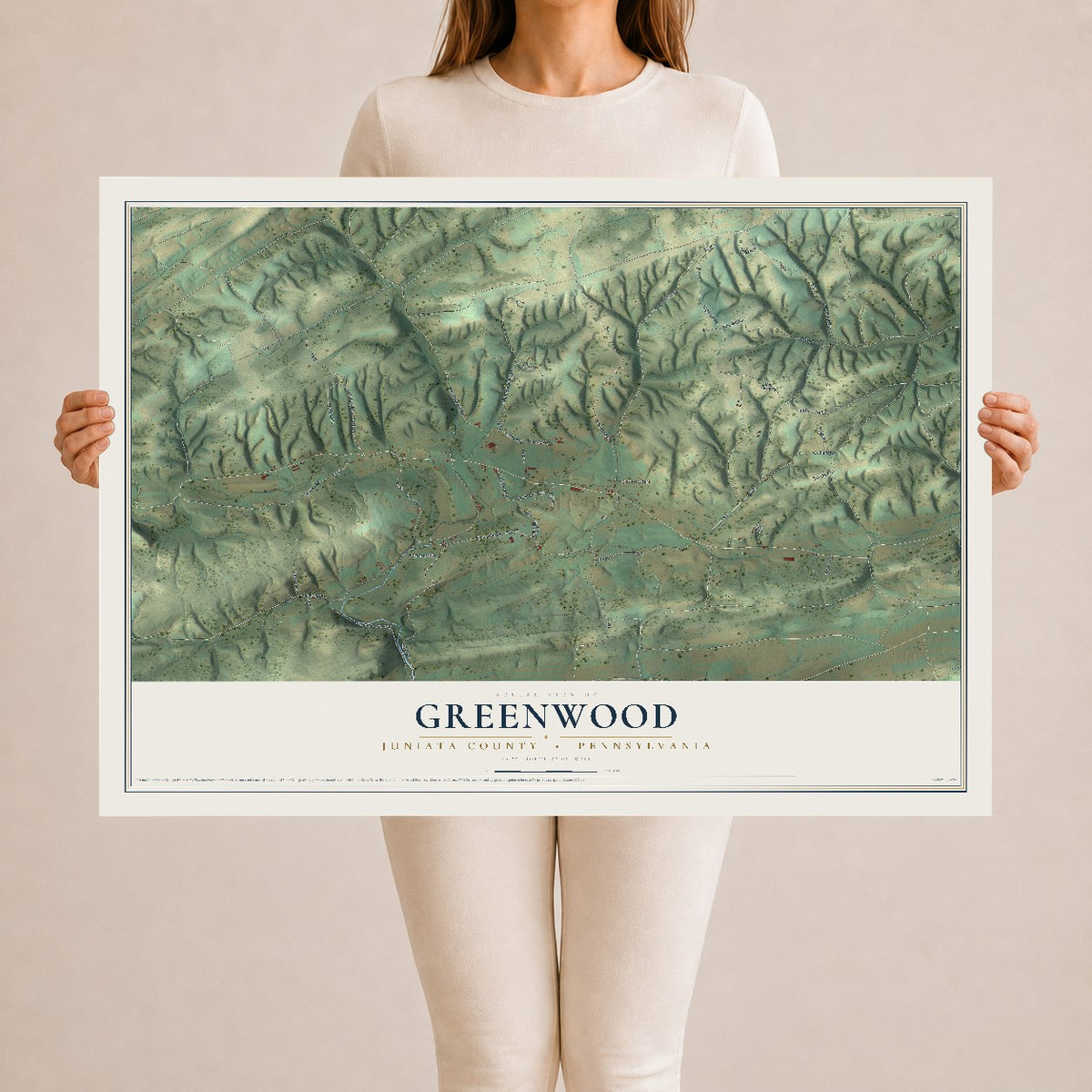 Map of Greenwood, Juniata County, Pennsylvania, 24 x 36 inch unframed archival matte print