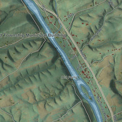 Close-up of the map of Greenwood, Perry County, Pennsylvania print showing street and building detail