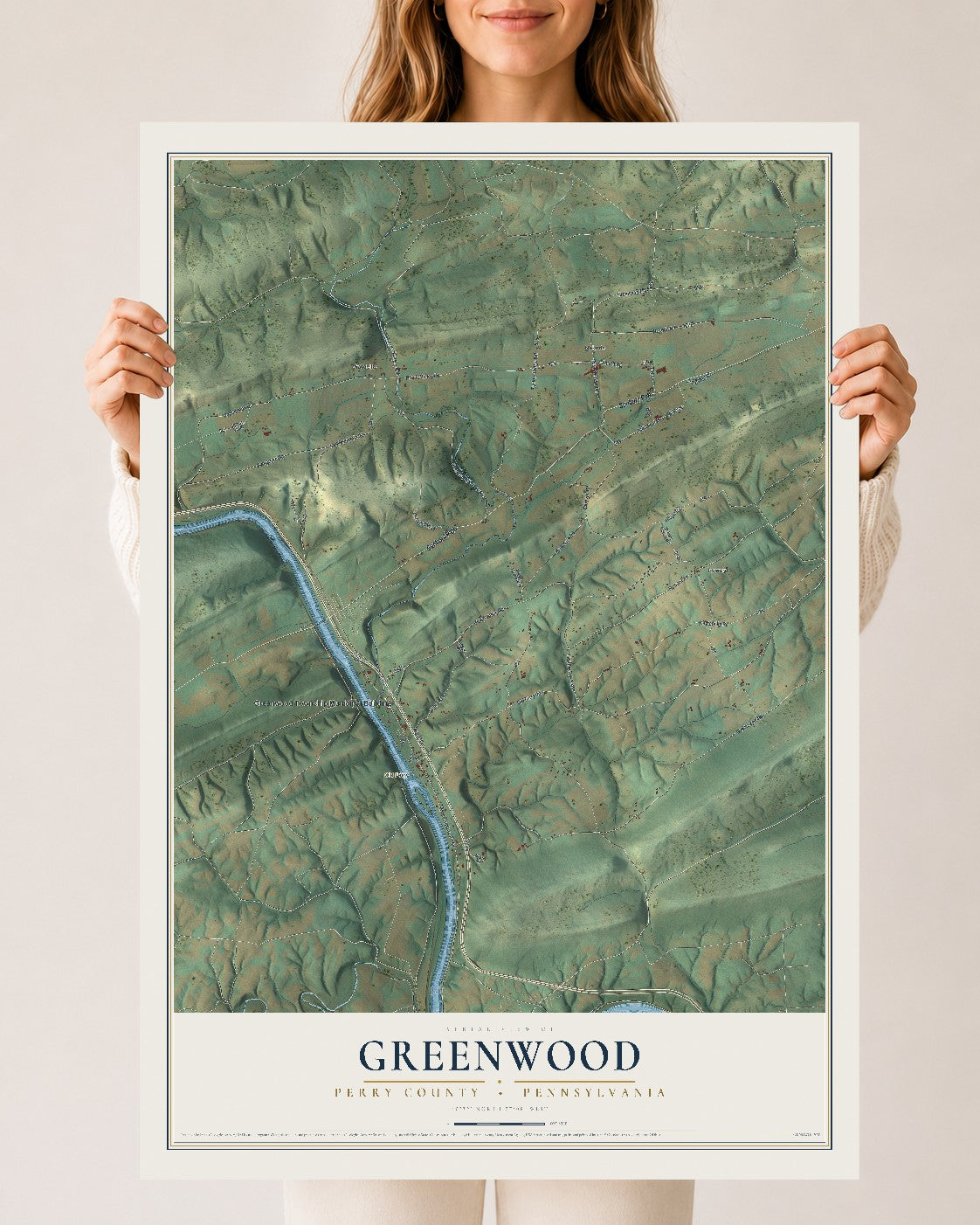 Map of Greenwood, Perry County, Pennsylvania, 24 x 36 inch unframed archival matte print