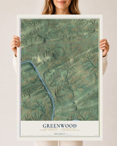 Map of Greenwood, Perry County, Pennsylvania, 24 x 36 inch unframed archival matte print