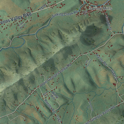 Second close-up of the map of Gregg, Centre County, Pennsylvania print showing more streets and buildings