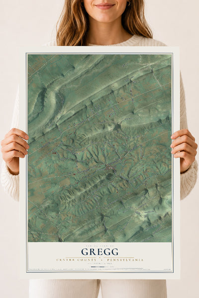 Map of Gregg, Centre County, Pennsylvania, 18 x 24 inch unframed archival matte print