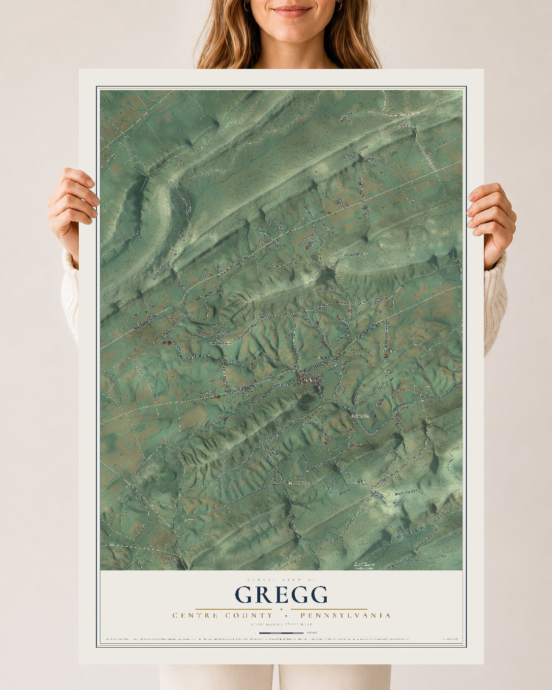 Map of Gregg, Centre County, Pennsylvania, 24 x 36 inch unframed archival matte print