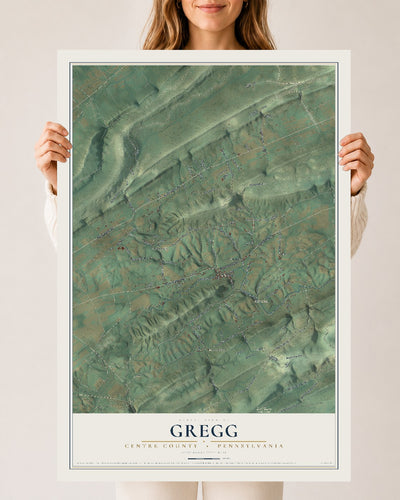 Map of Gregg, Centre County, Pennsylvania, 24 x 36 inch unframed archival matte print